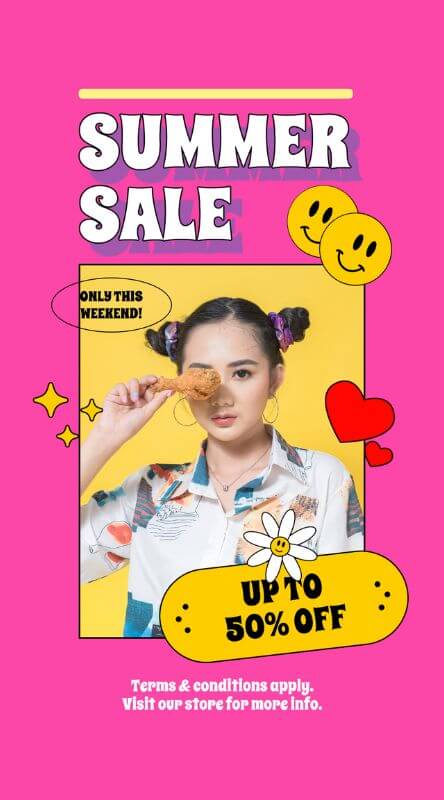 Instagram-Story-Vorlage für saisonale Verkäufe mit Retro-Grafiken