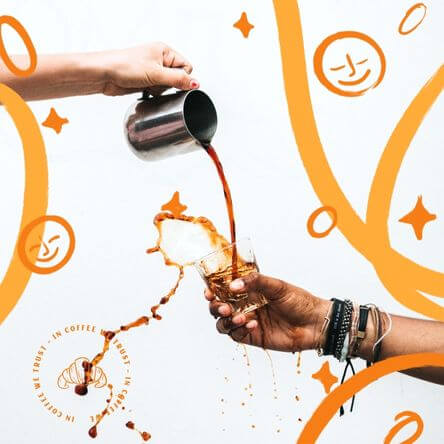 Instagram Post Maker für ein Café mit Kritzeleien und Strichen