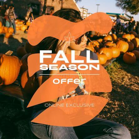 Instagram Post Generator für einen Herbstverkauf mit bunten Kürbissen im Hintergrund