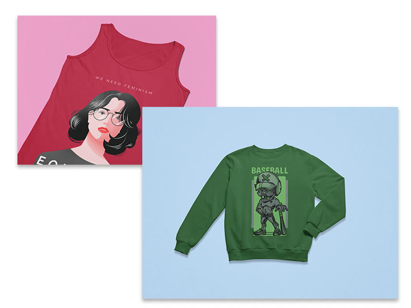 Mockup di serbatoio e felpa con modelli di design