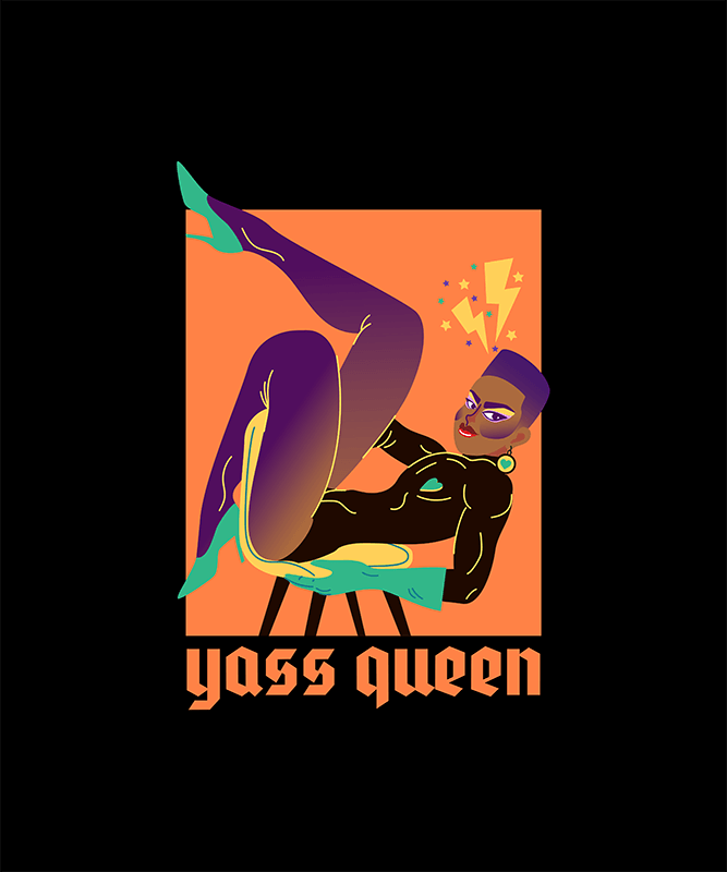 T Shirt Design Maker con un'audace illustrazione Drag Queen