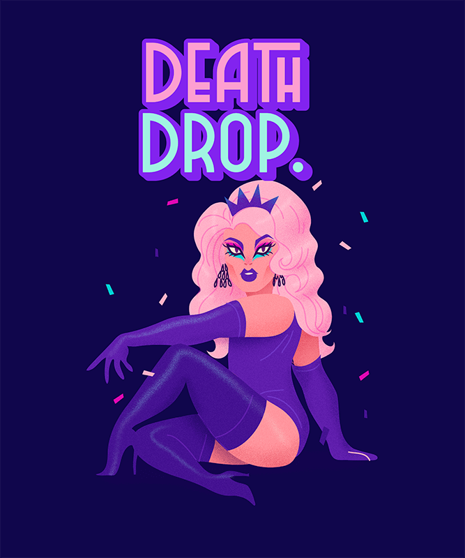 Generatore di design per magliette con una drag queen in posa con una tiara