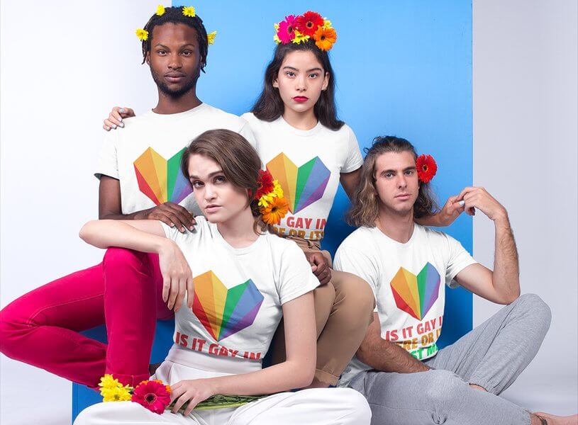 Mockup di maglietta del gruppo LGBT