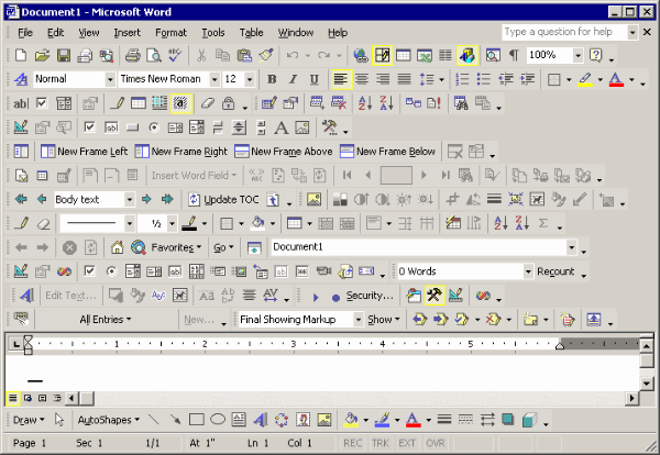 MS Word 工具栏