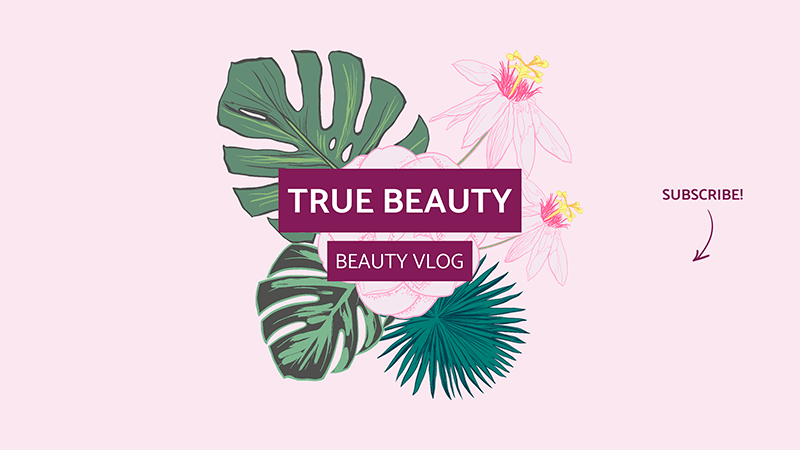 Beauty Channel Szablon projektu banera Youtube z grafiką w kwiaty