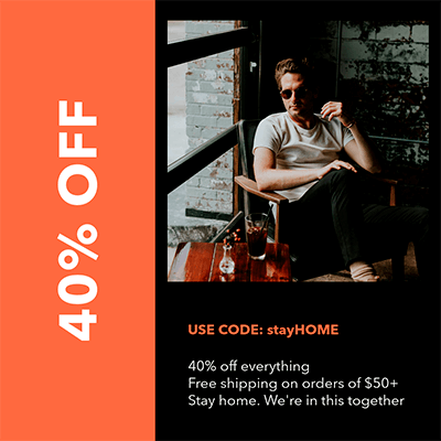 Coupon-Design-Vorlage für einen Rabatt für den Aufenthalt zu Hause