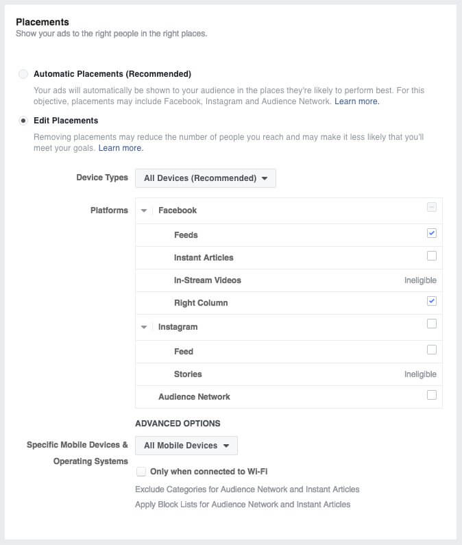 Facebook 廣告指南：展示位置