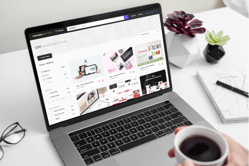 Makieta Macbooka Pro z szablonami WordPress