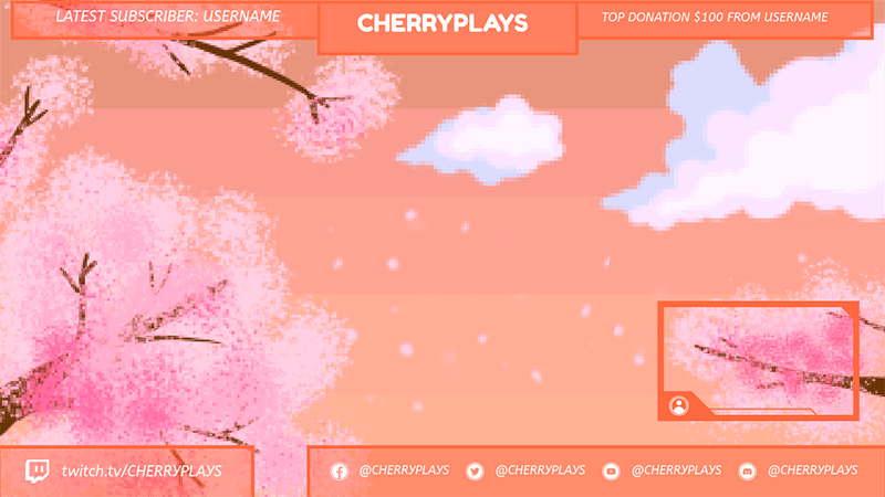 Twitch Overlay Maker مع خلفية منظر طبيعي بفن البكسل