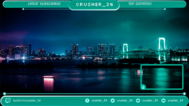 يتميز Twitch Overlay Maker بلوحة كاميرا حية مع أفق ليلي