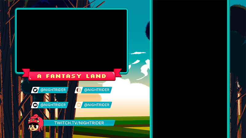 Twitch Overlay Generator للألعاب المحمولة يتميز بمشهد خيالي مصور