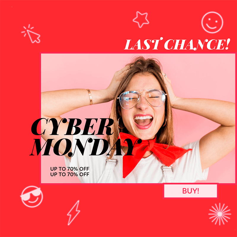 Werbebanner-Vorlage für einen Flash-Cyber-Monday-Verkauf mit einem Foto