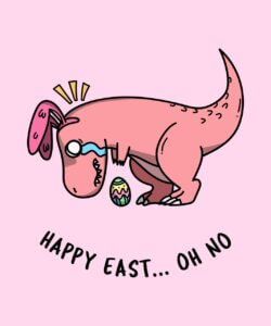Modello con un clipart divertente del dinosauro di Pasqua che rappresenta l'enfasi nella progettazione grafica