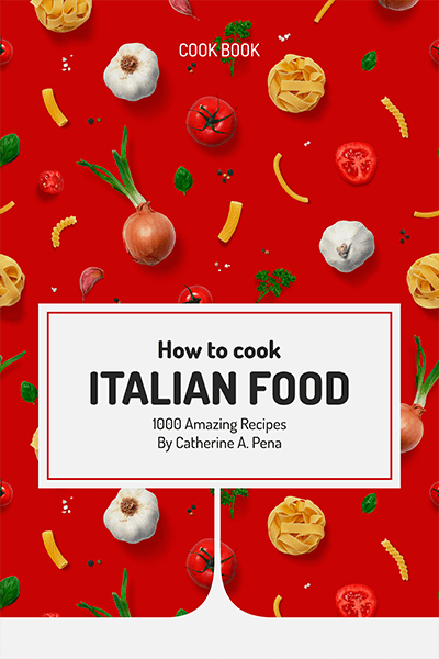 イタリア料理のレシピをフィーチャーした電子ブック カバー デザイン クリエイター