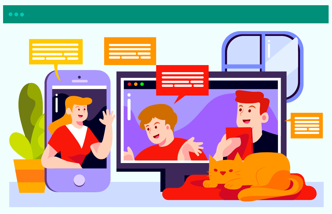 家族のビデオチャットのイラストを使用したInstagram投稿メーカー