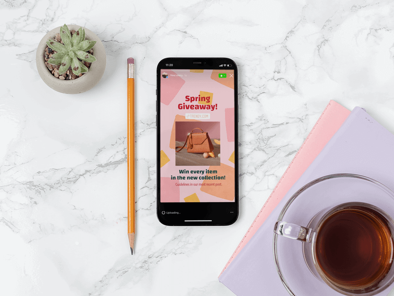 Iphone 样机具有 Instagram 赠品故事