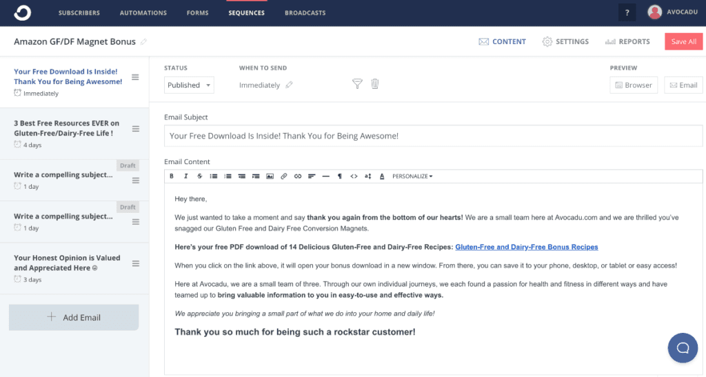 Urutan email ConvertKit