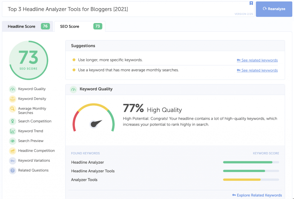 hasil seo alat penganalisa coschedule
