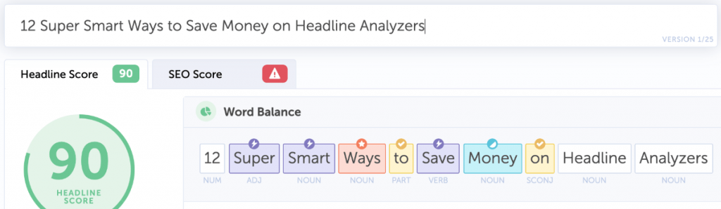 contoh penganalisis judul yang buruk di CoSchedule Headline Studio