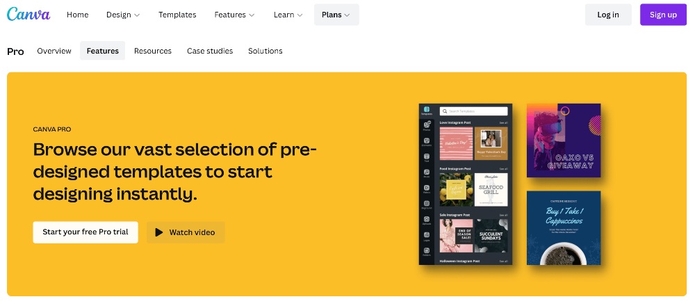 Canva Pro 模板信息頁面的屏幕截圖