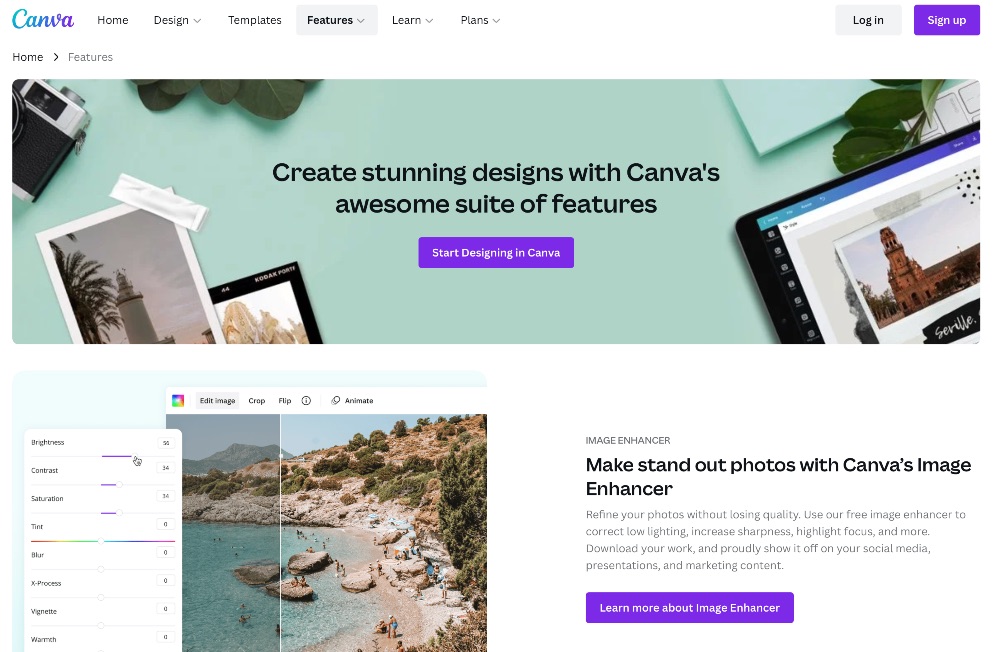 Canva 功能頁面截圖