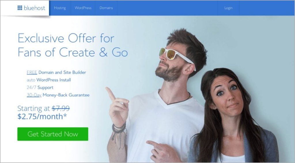 Bluehost bağlı kuruluş açılış sayfası