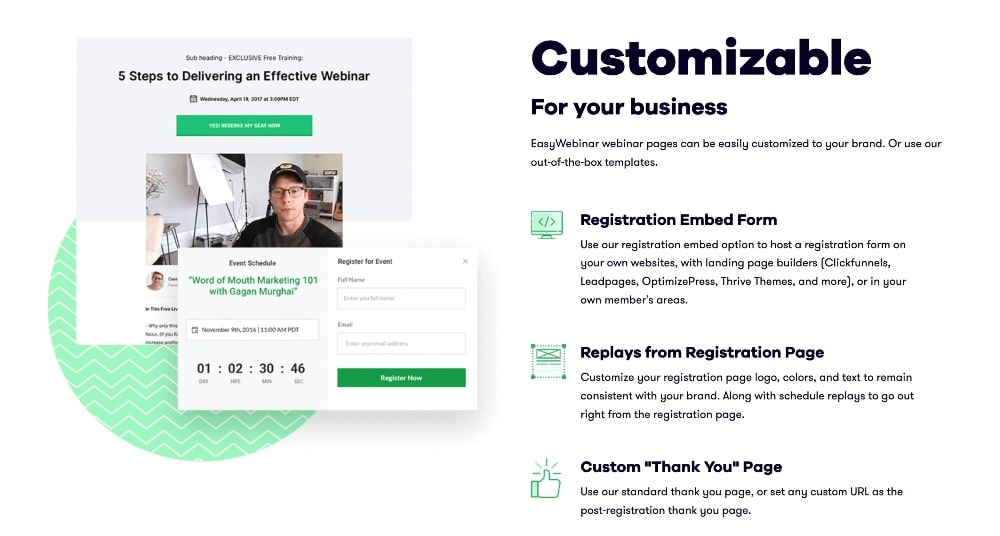 easywebinar 自定义页面