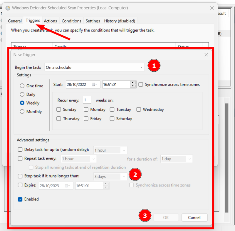 برنامج Windows Defender-scan-Scheduling
