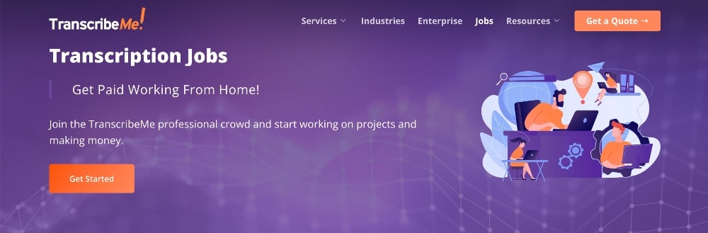 Скриншот сайта Transcribeme Fort Ranscription Jobs