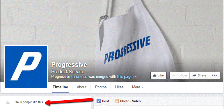 Nombre d'abonnés Facebook de Progressive Insurance