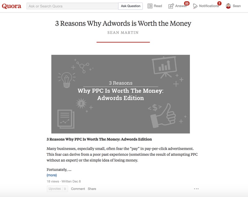 Strategia Quora repost