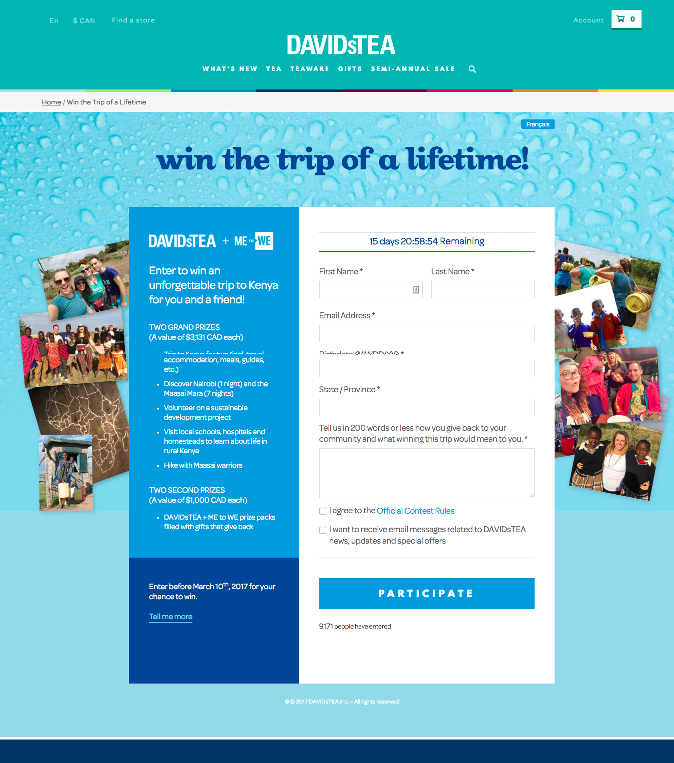 Participation au concours Davids Tea