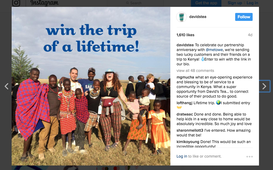 Concours sociaux Davids Tea