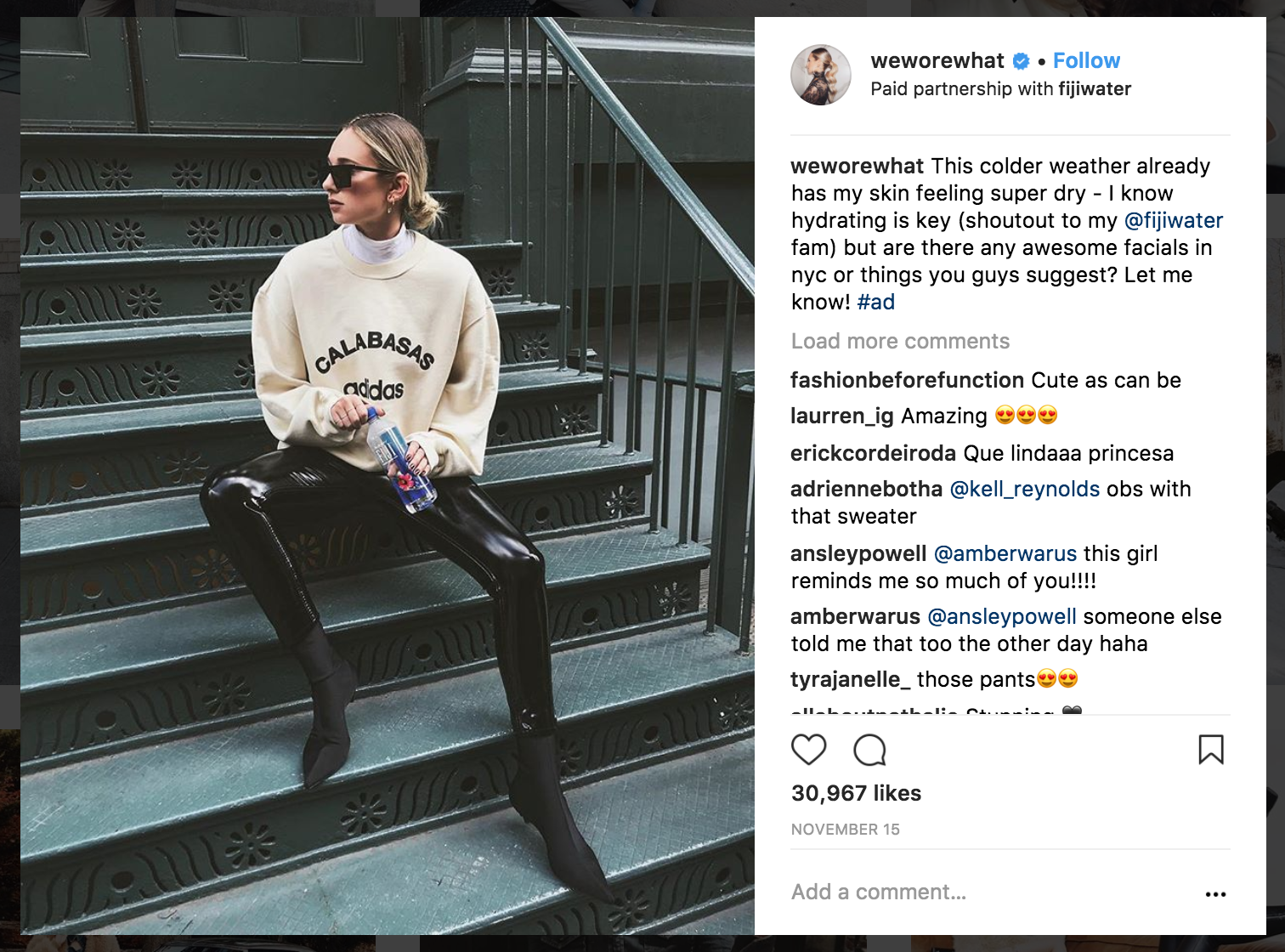 Divulgação de endosso do Instagram