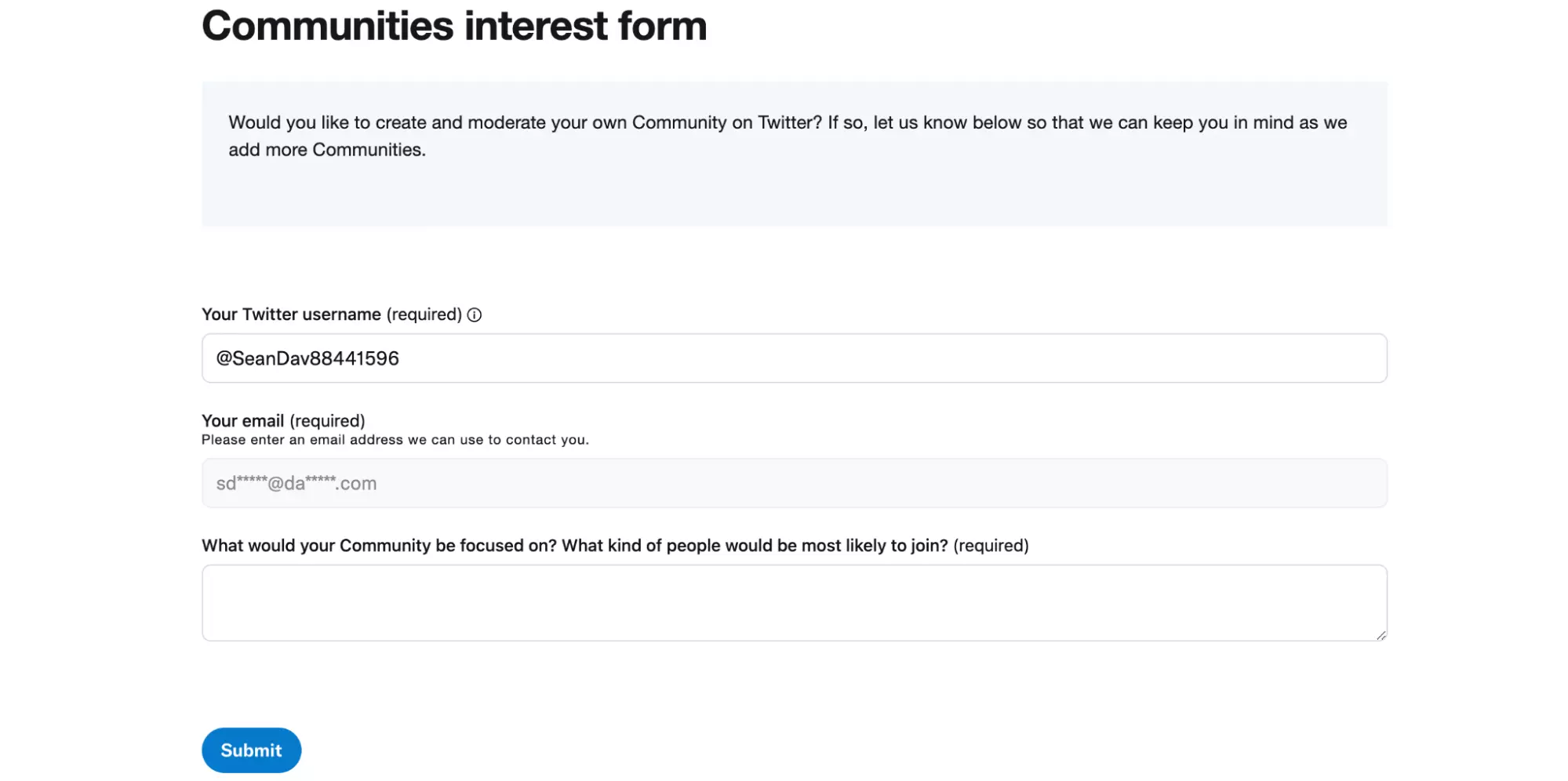 社区利益表 communities interest form