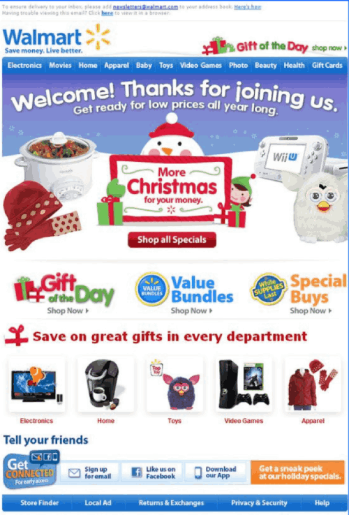 Walmart Natal menyambut email pemasaran liburan