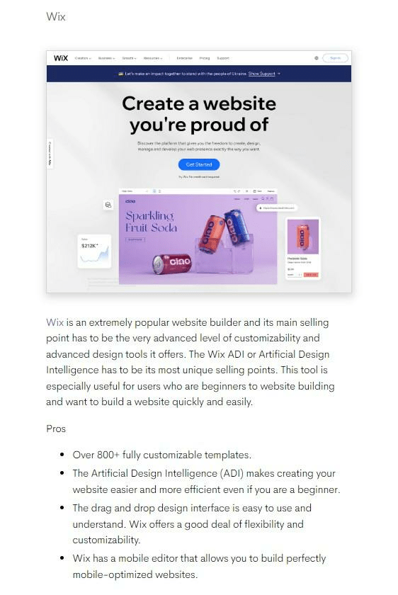 Wordable ブログでの Weebly の代替としての Wix