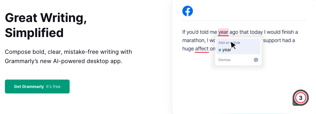 Grammarly 主頁截圖