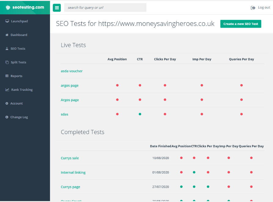 SEOTesting 截圖