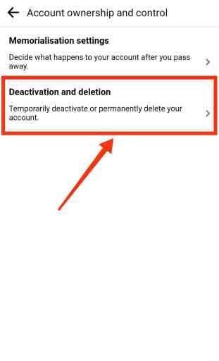 Seleccione la opción de desactivación y eliminación para desactivar temporalmente Facebook