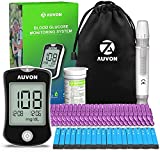 AUVON Blood Glucose Monitor Kit, ชุดทดสอบน้ำตาลในเลือดความแม่นยำสูงพร้อมแถบ Glucometer 50 แถบ, 50 30G Lancets, 1 Lancing Devices, I-QARE DS-W Diabetes Testing Kit, No Coding Required, Travel Size