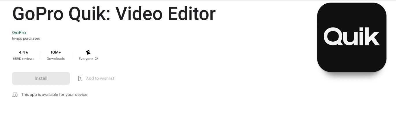 Aplicativo de edição de vídeo Quik