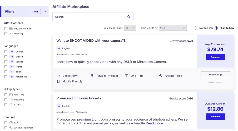 Programmi di affiliazione ClickBank per la fotografia