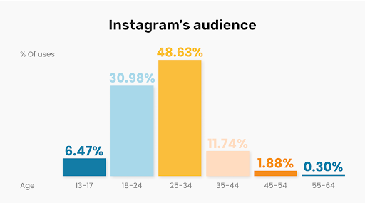 Instagram'ın izleyici yüzdesi