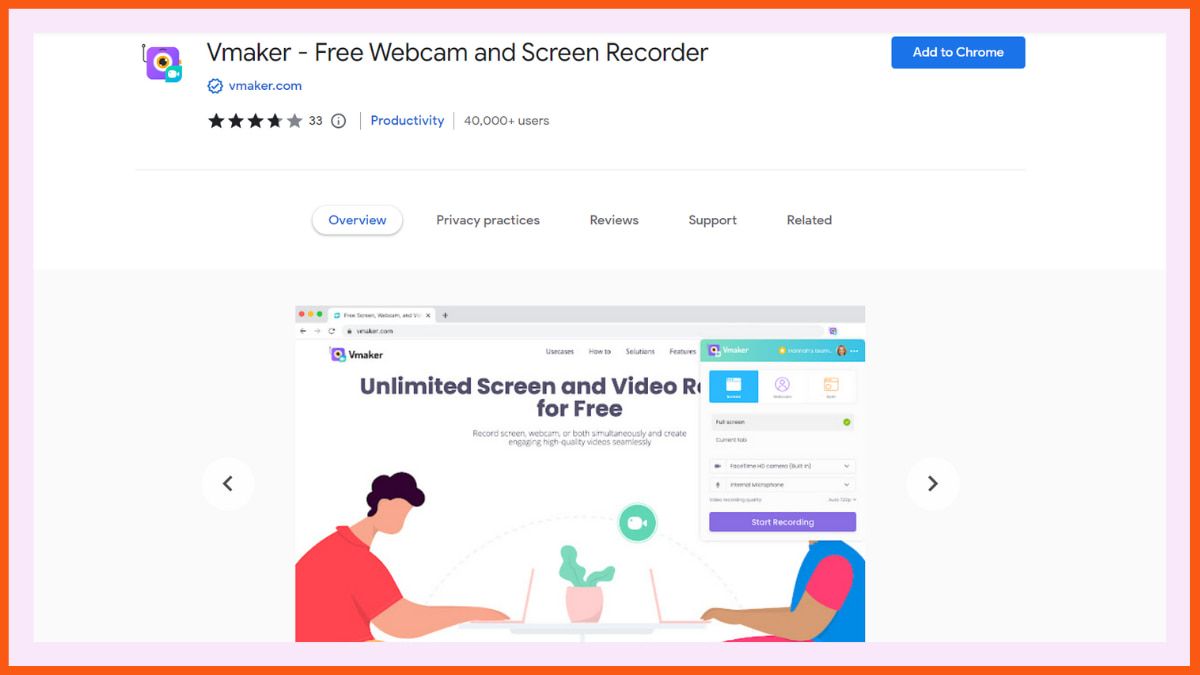 Vmaker - Ekstensi Chrome Perekaman Layar Terbaik