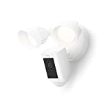 Ring Floodlight Cam Wired Plus dengan video HD 1080p yang diaktifkan dengan gerakan, Putih (rilis 2021)