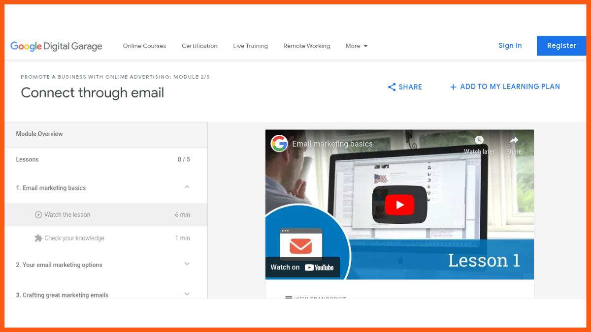 Podstawy marketingu e-mailowego w Google Digital Garage