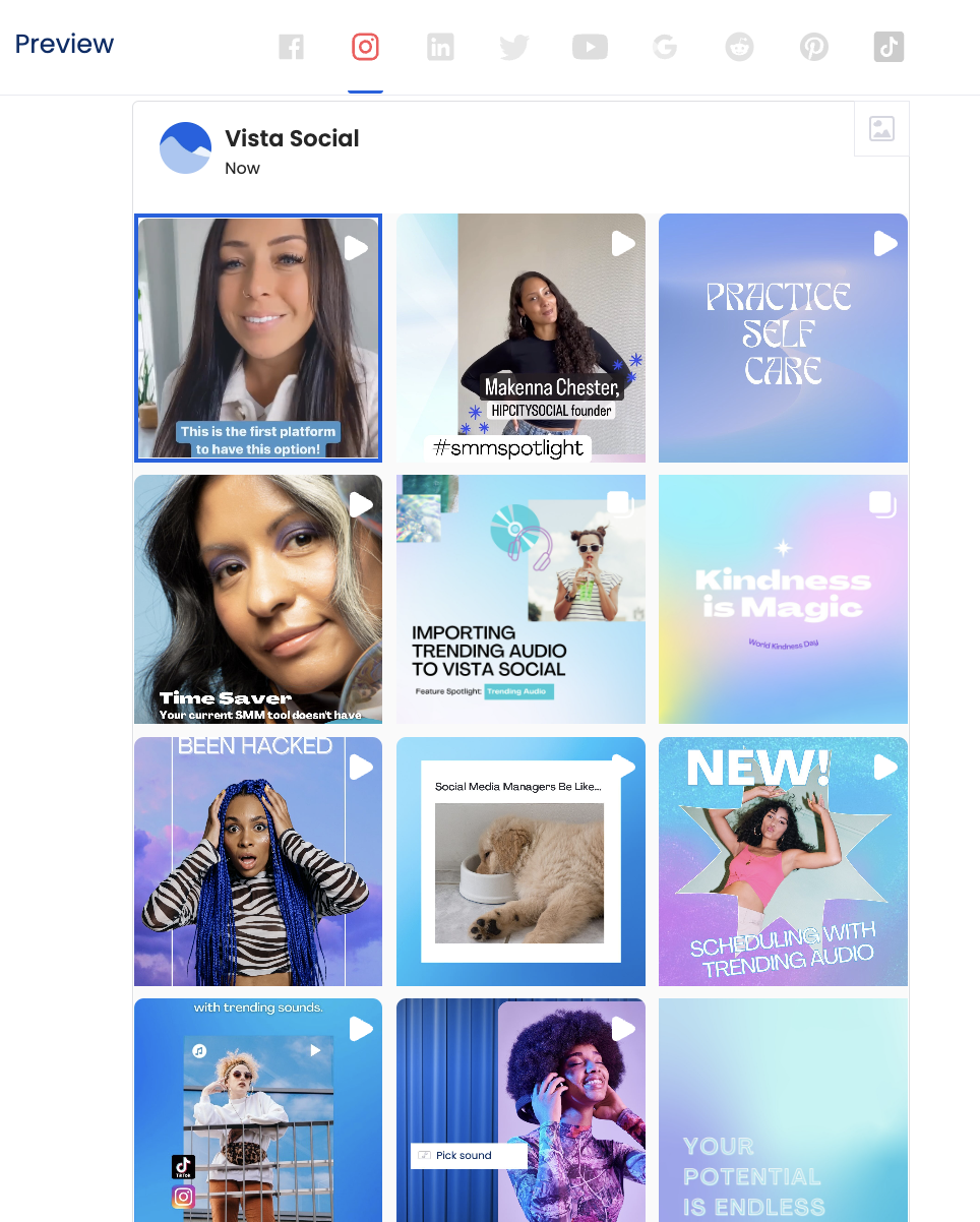 Pianifica visivamente il tuo feed Instagram in Vista Social
