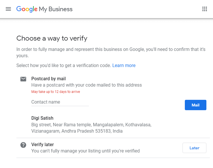 如何在 2022 年在“Google 我的商家”上創建在線商家? 10 choose a way to verify
