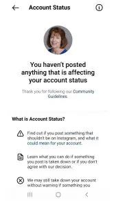 Starea contului Instagram